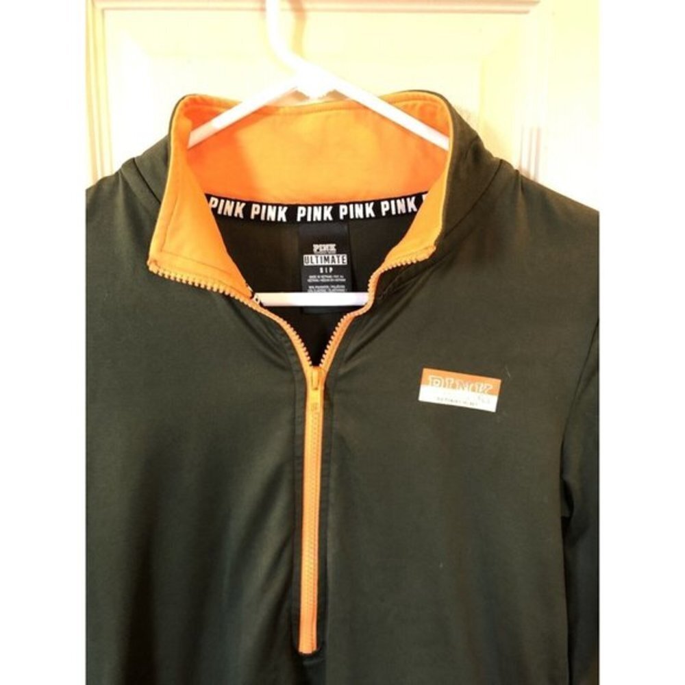 Victoria’s Secret Womens Small 1/4 Zip Dark Green Long Sleeve Athletic Shirt - Picture 3 of 5